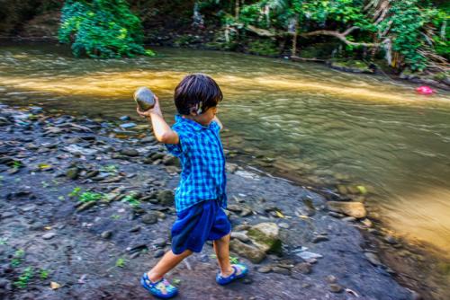 Bodhi playing in The Petanu River which runs through The Bodhi Leaf